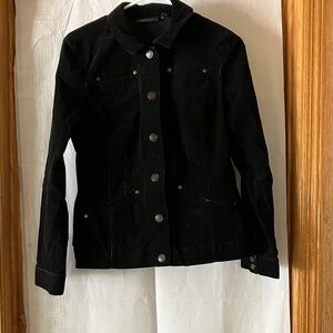Amber Sun Women’s M Black Corduroy Snap Front Long Sleeve w/snap accents jacket